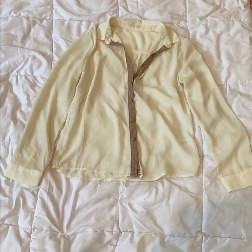 BLVD sheer cream blouse